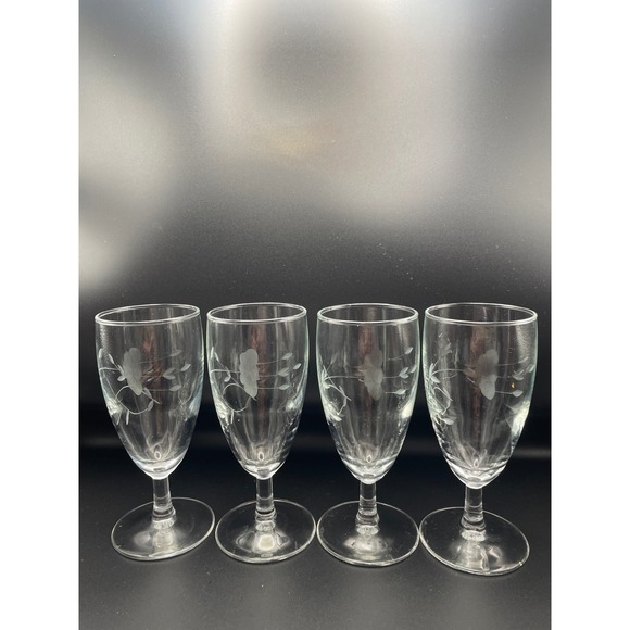 Princess House Other - 4 Vintage Princess House Heritage Floral Glass Wine Water Goblets Stemware 5"